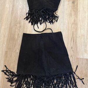 Passport Black Fringe Skirt Set